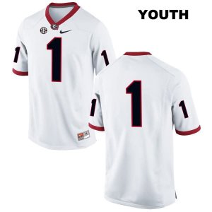 Youth Georgia Bulldogs NCAA #1 Brenton Cox Nike Stitched White Authentic No Name College Football Jersey UDI3354VB